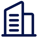 Icon of a stylized office building with windows and a smaller attached structure.