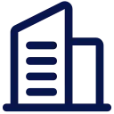 Purple icon of a government building with three pillars and a triangular roof.