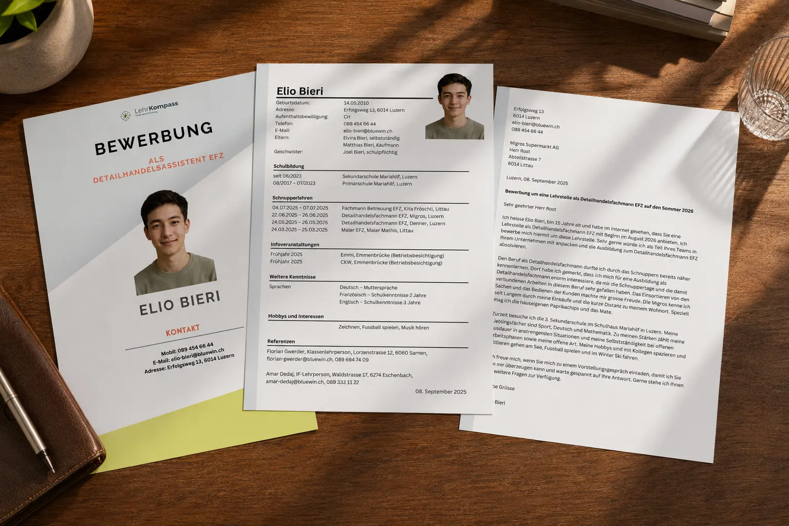 Schüler und Coach erarbeiten gemeinsam die Lehrstellenbewerbung