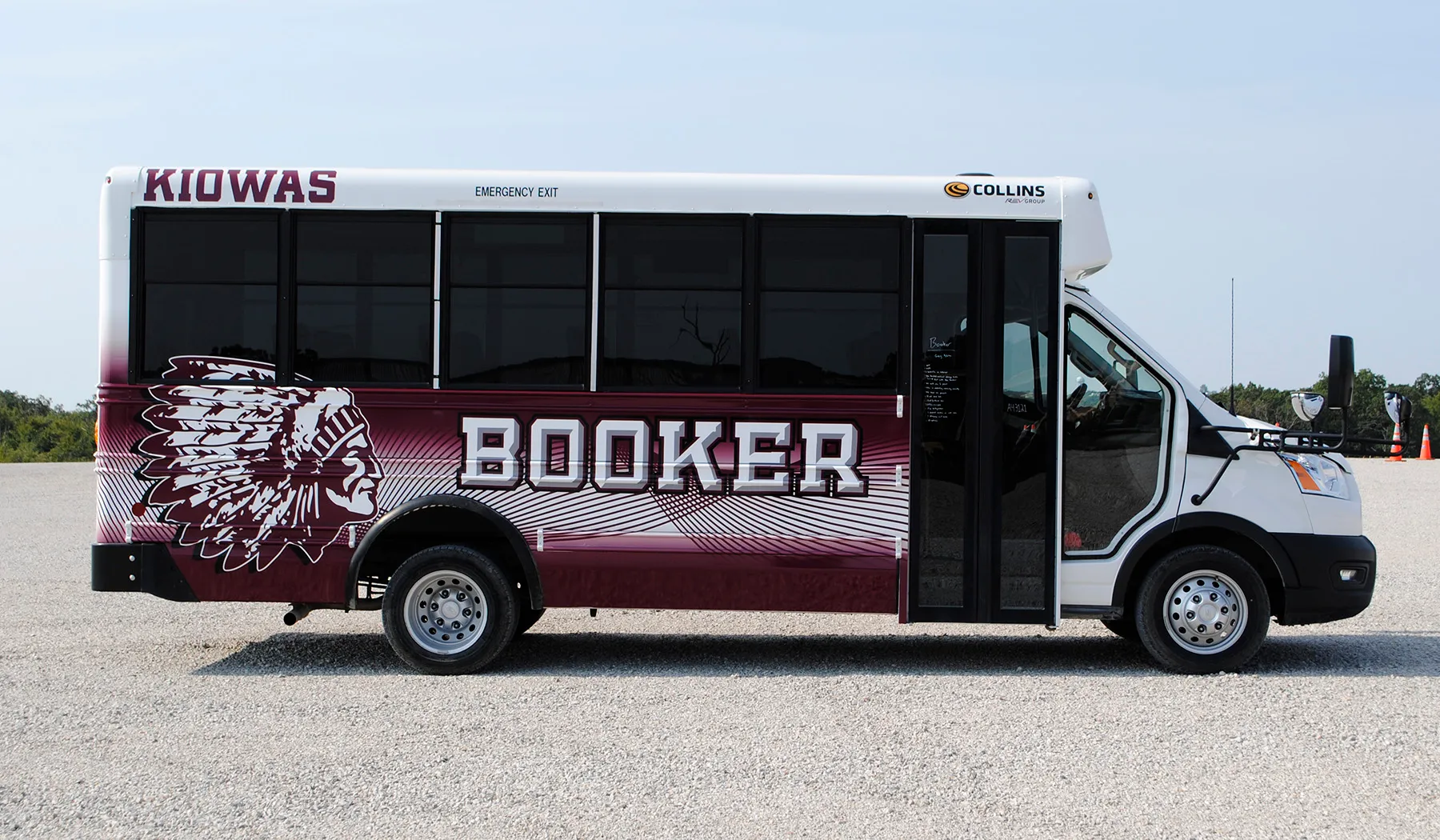 Side view of a Booker Kiowas shuttle wrapped by National Wrap Co.