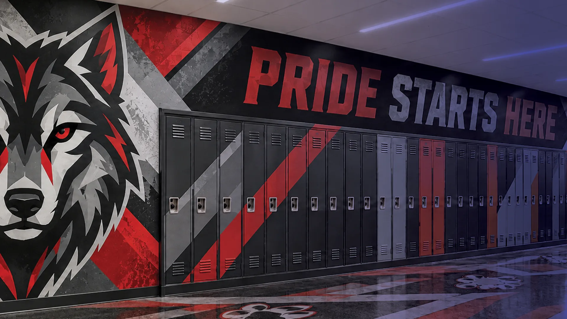 A high school wall and locker wrap concept.