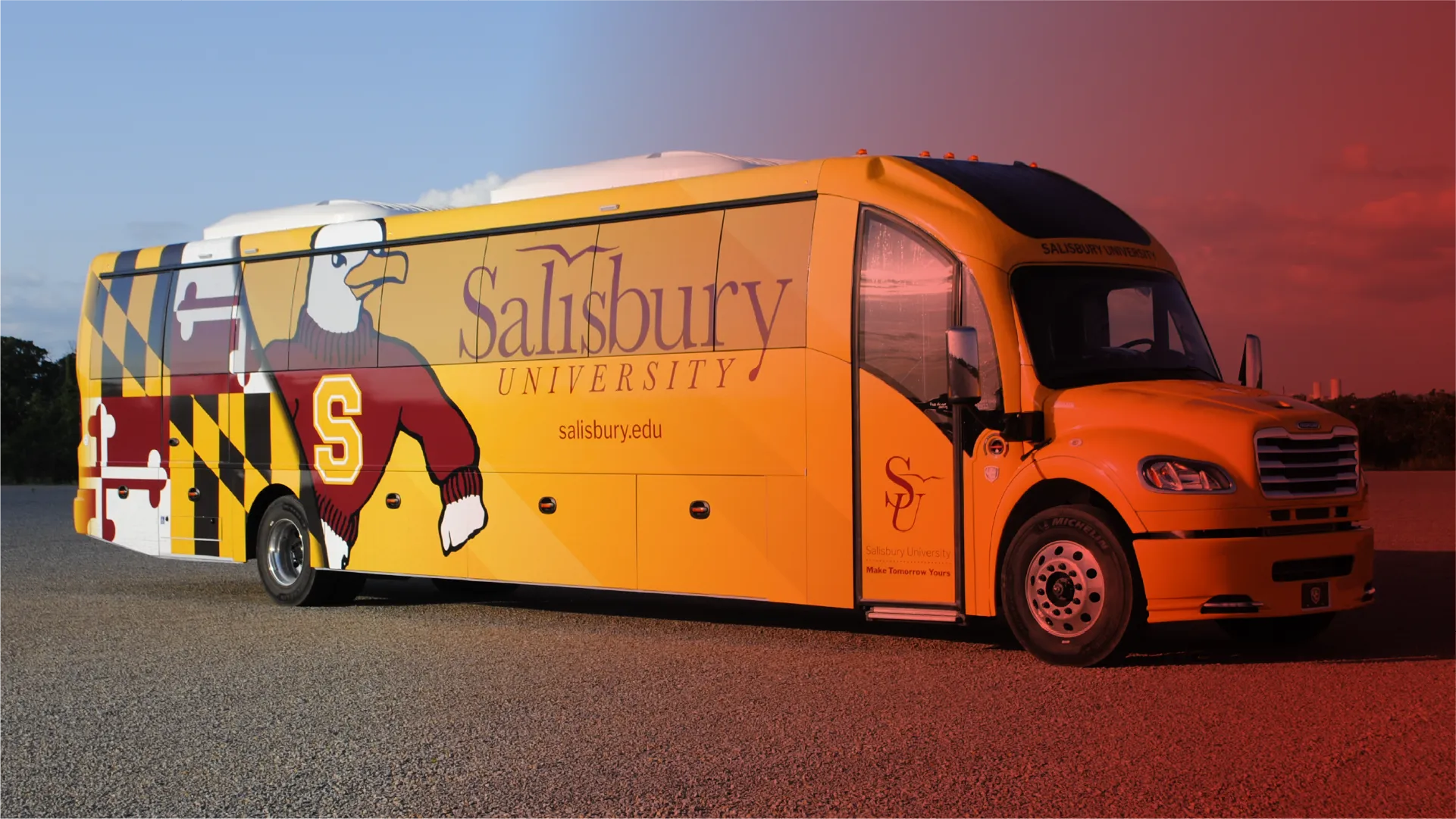 Salisbury University Ultra Coachliner wrapped by National Wrap Co.
