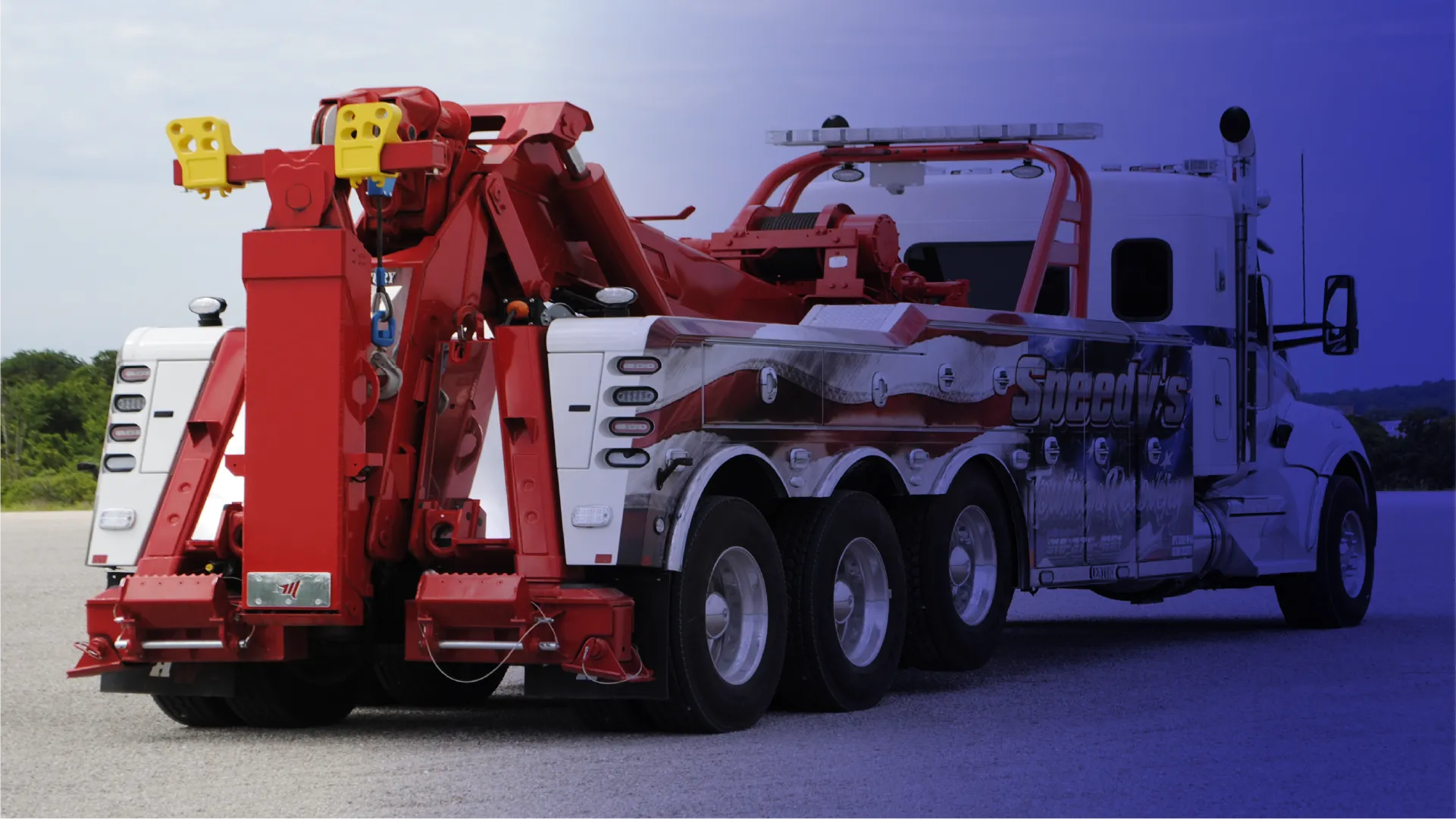 Large vehicle wrapped in company branding