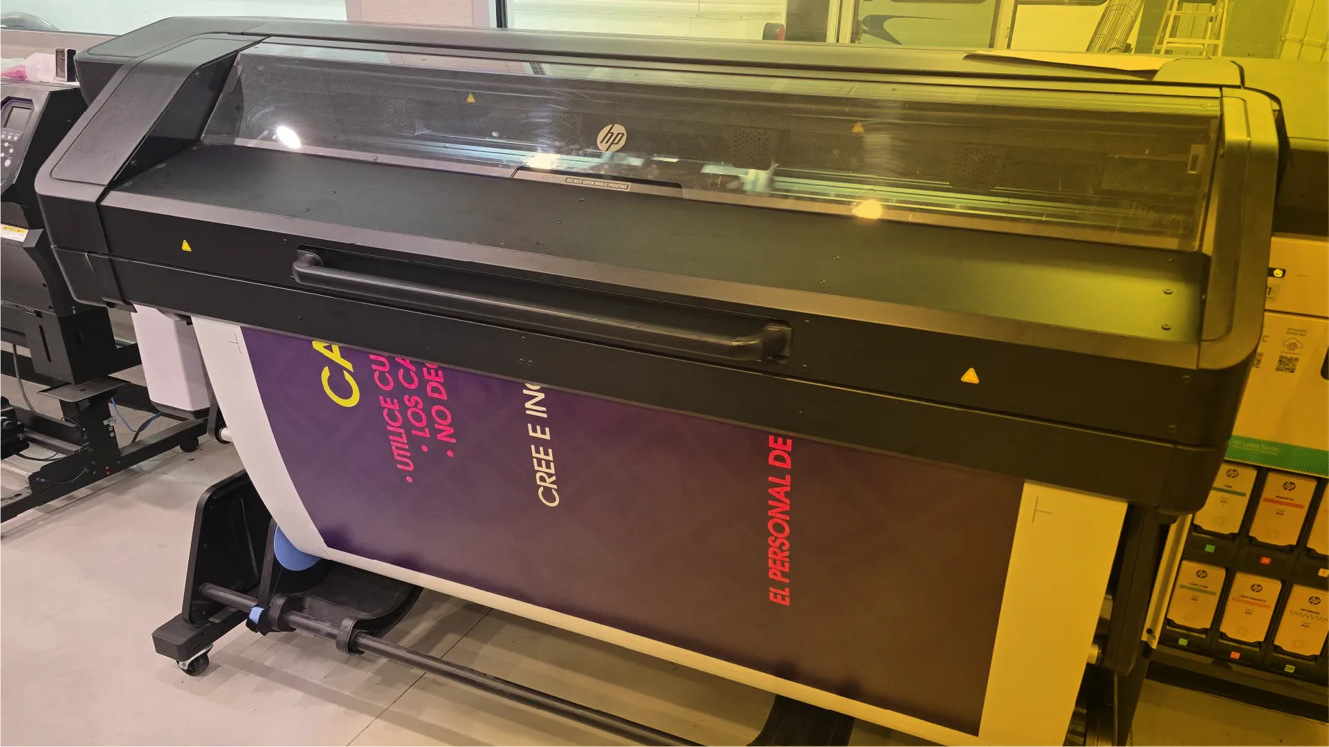 Vinyl project coming off the printer at National Wrap Co. facility