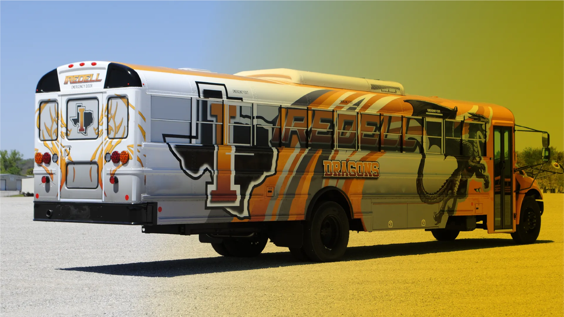 Texas high school bus wrapped in its branding