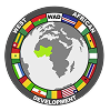 Logo with West Africa map in green surrounded by flags and text 'West African Development'.