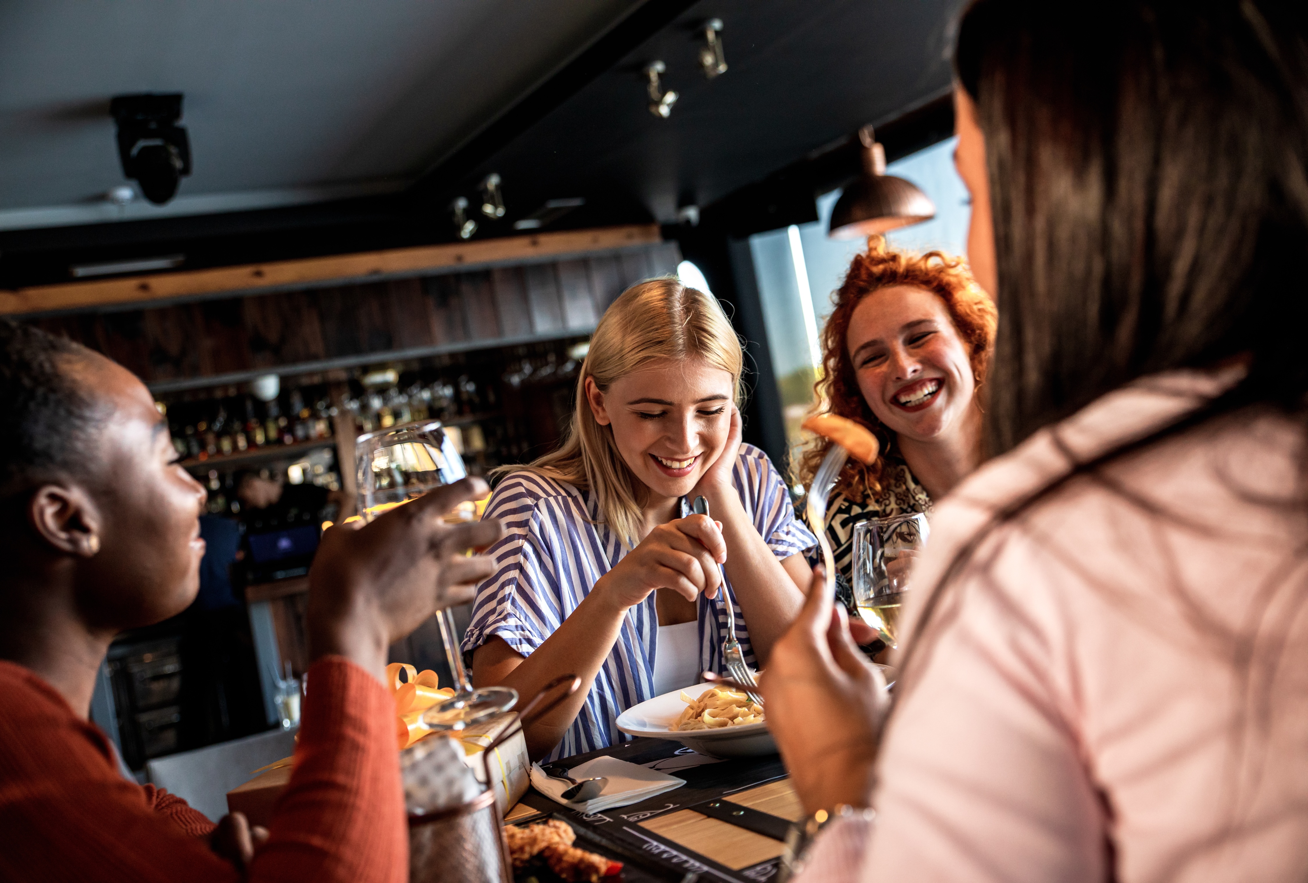People at restaurant stock image
