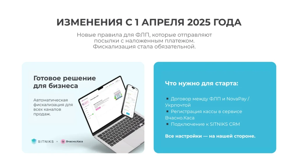 Как работает решение SITNIKS CRM + ВЧАСНО.Каса: полная автоматизация фискализации