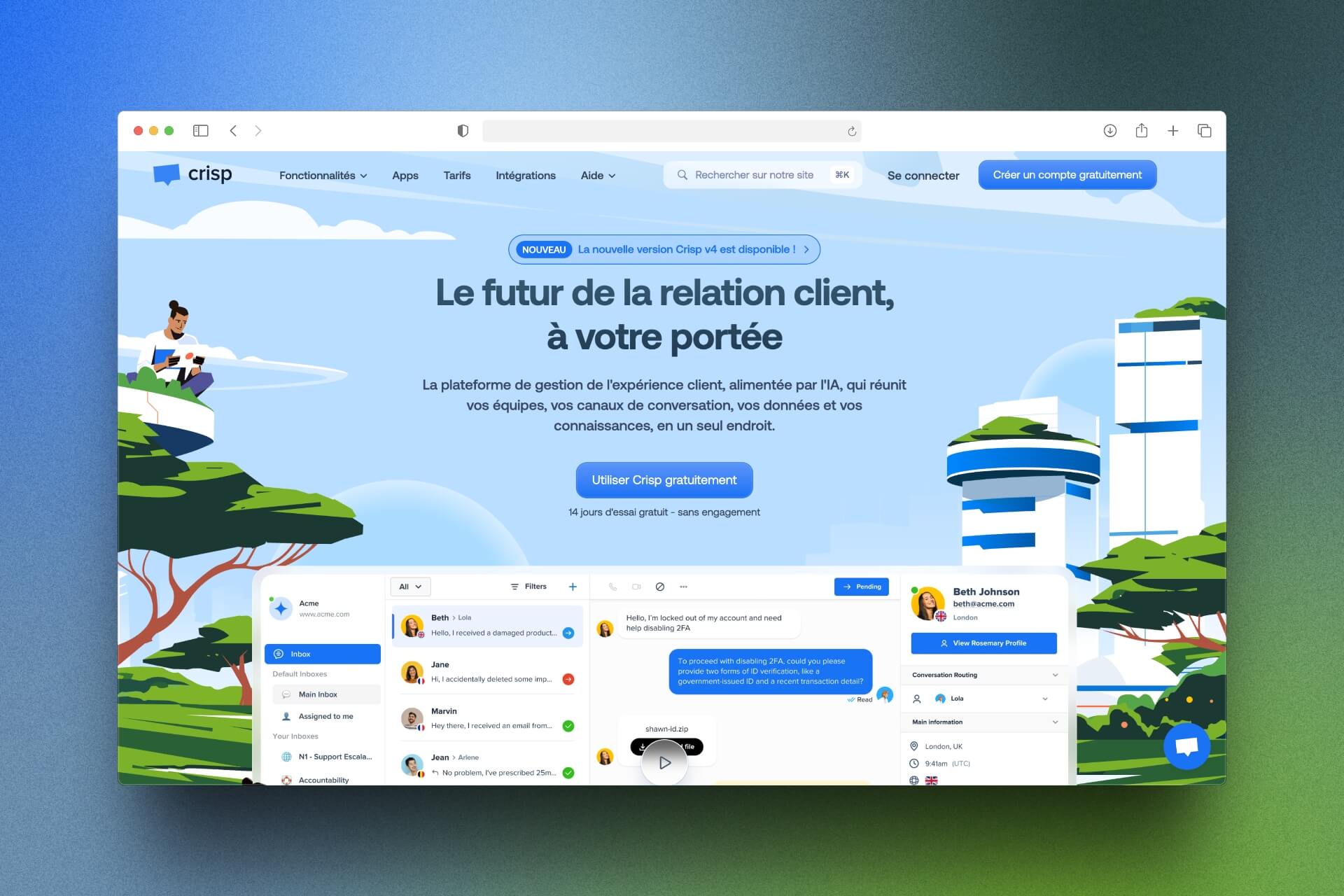 screenshot website crisp