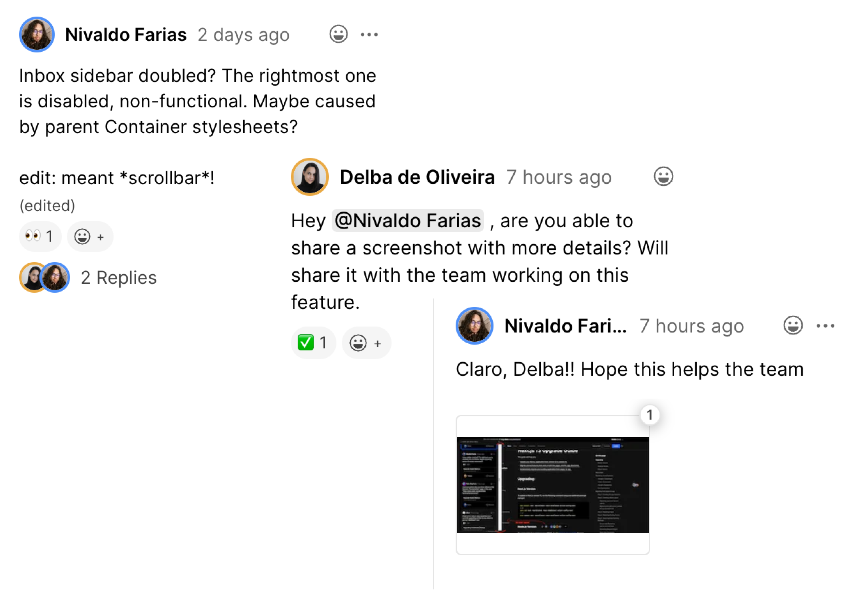 Preview deployment Vercel avec l'outil de commentaires sur la page