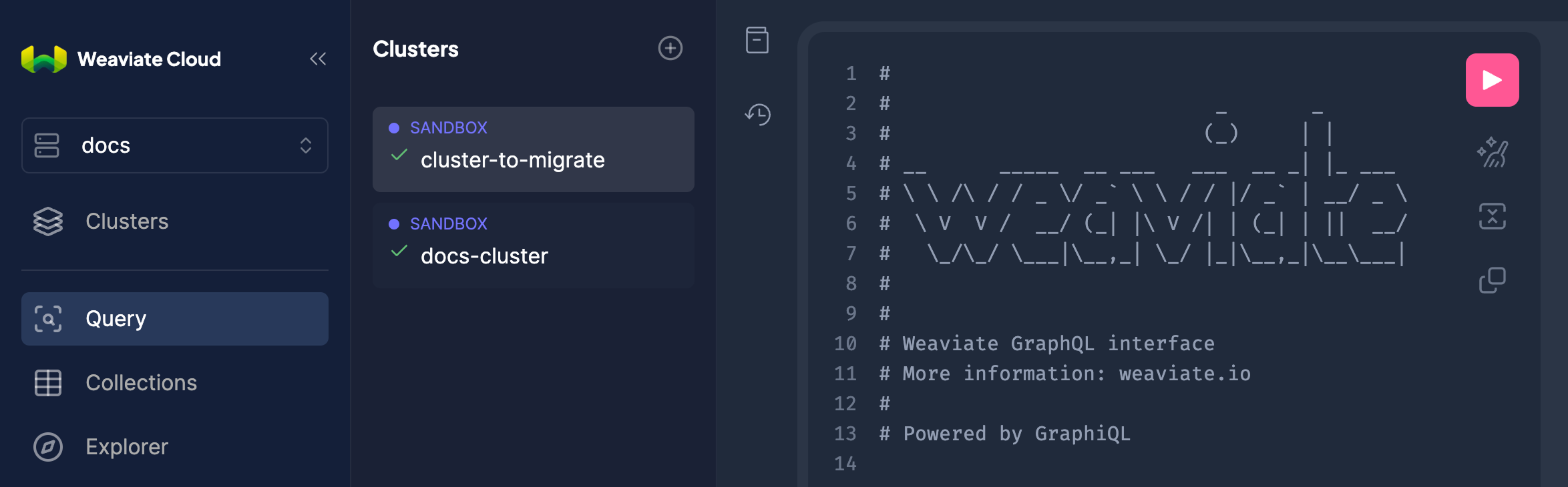 Console Weaviate Cloud
