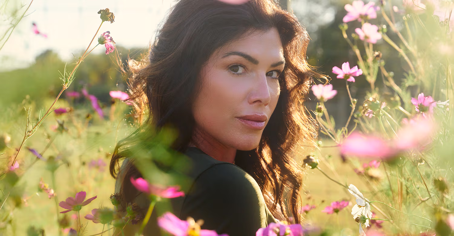 Beautiful Woman Patient in a field of flowers