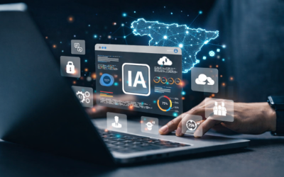 Interfaz de inteligencia artificial con datos y gráficos en una pantalla de ordenador