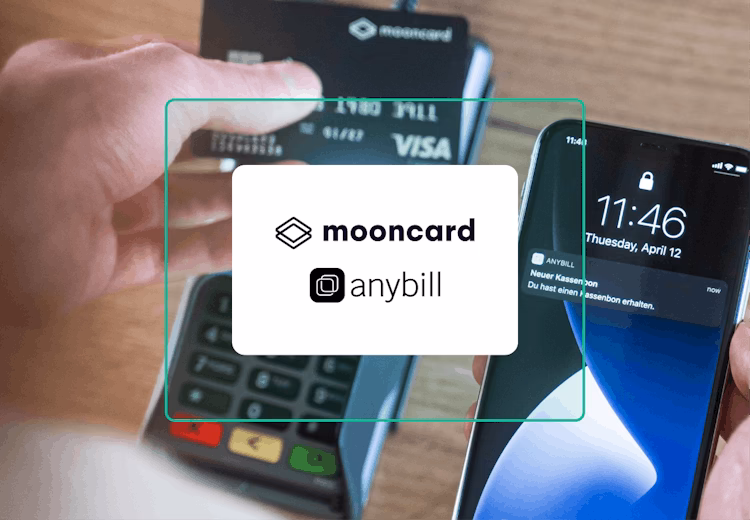 Pressebild: Mooncard und anybill ermöglichen erstmals digitalen Belegerhalt direkt mit dem Zahlungsmittel