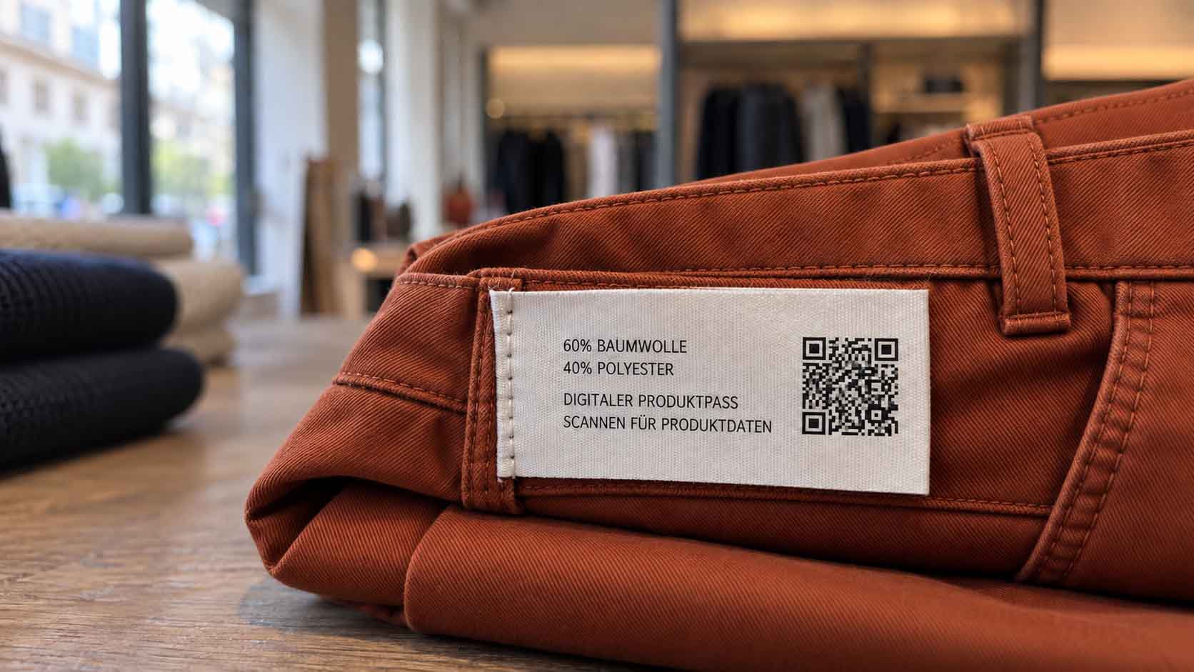 Care label with a two-dimensional code on a garment