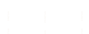 Diagram with three vertical columns labeled Nylon 6, Nylon 66, and Nylon 8.