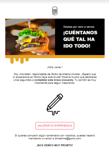 Ejemplo de encuesta de satisfacción del grupo Goiko