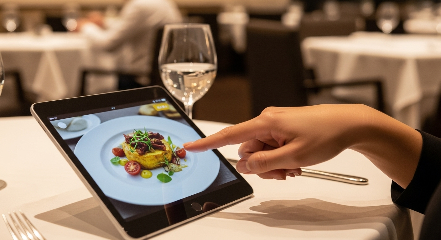 Customer Using an Interactive Digital Menu