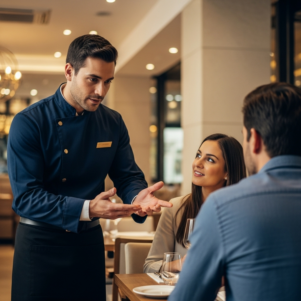 Manager listening to customer complaint