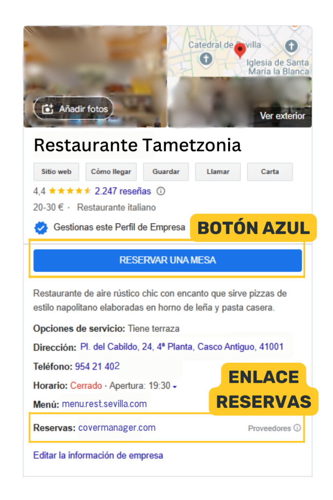 boton de reservas perfil de empresa