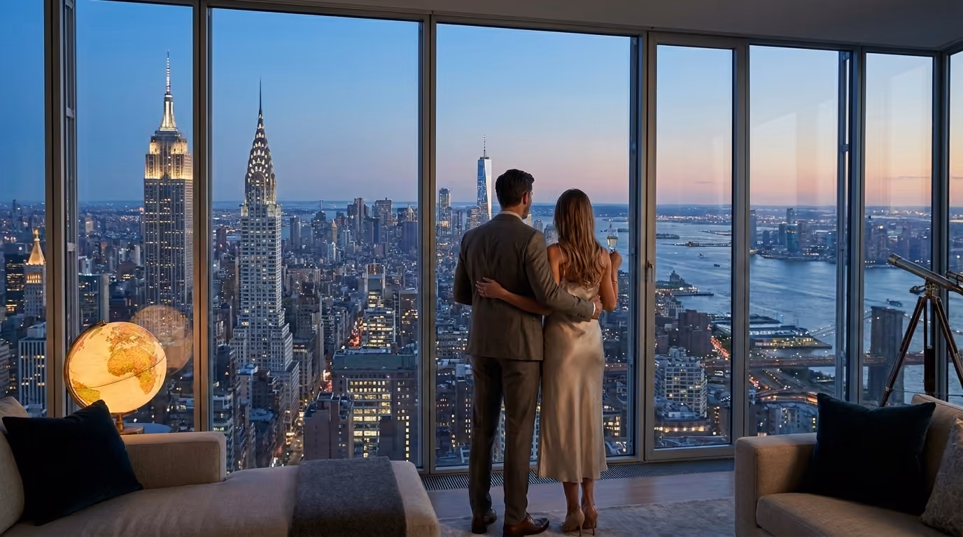 Casal observando o horizonte