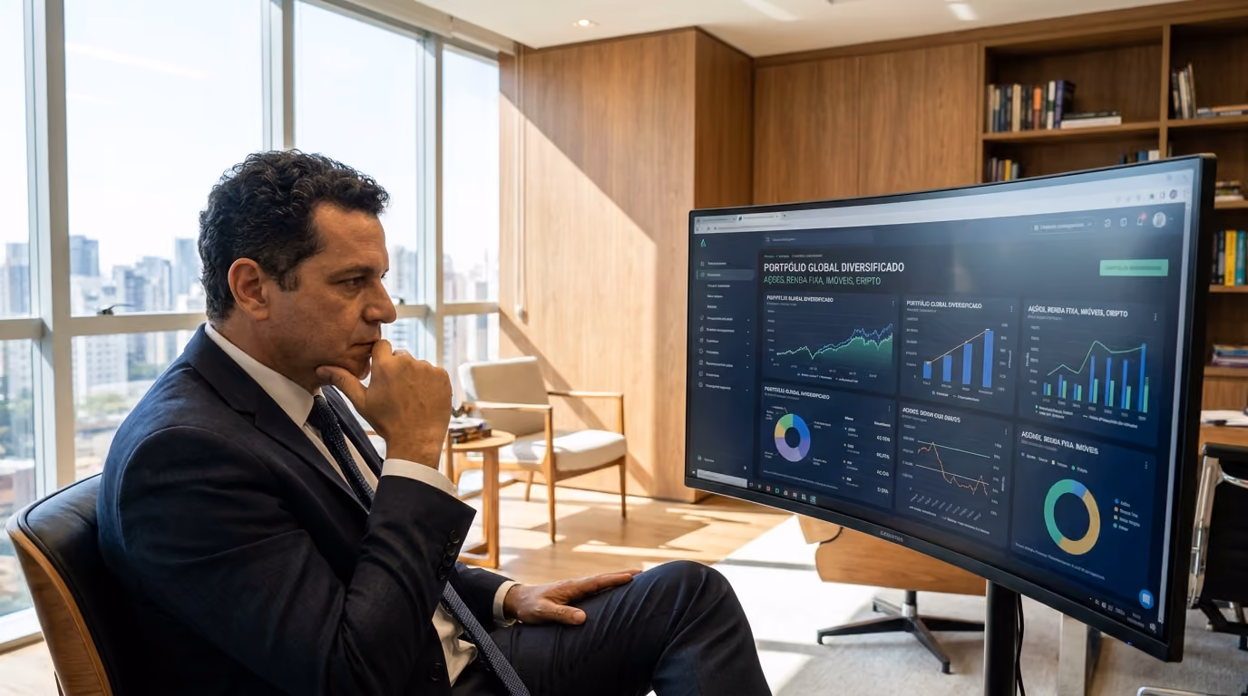 Investidor analisando um portfólio de investimentos