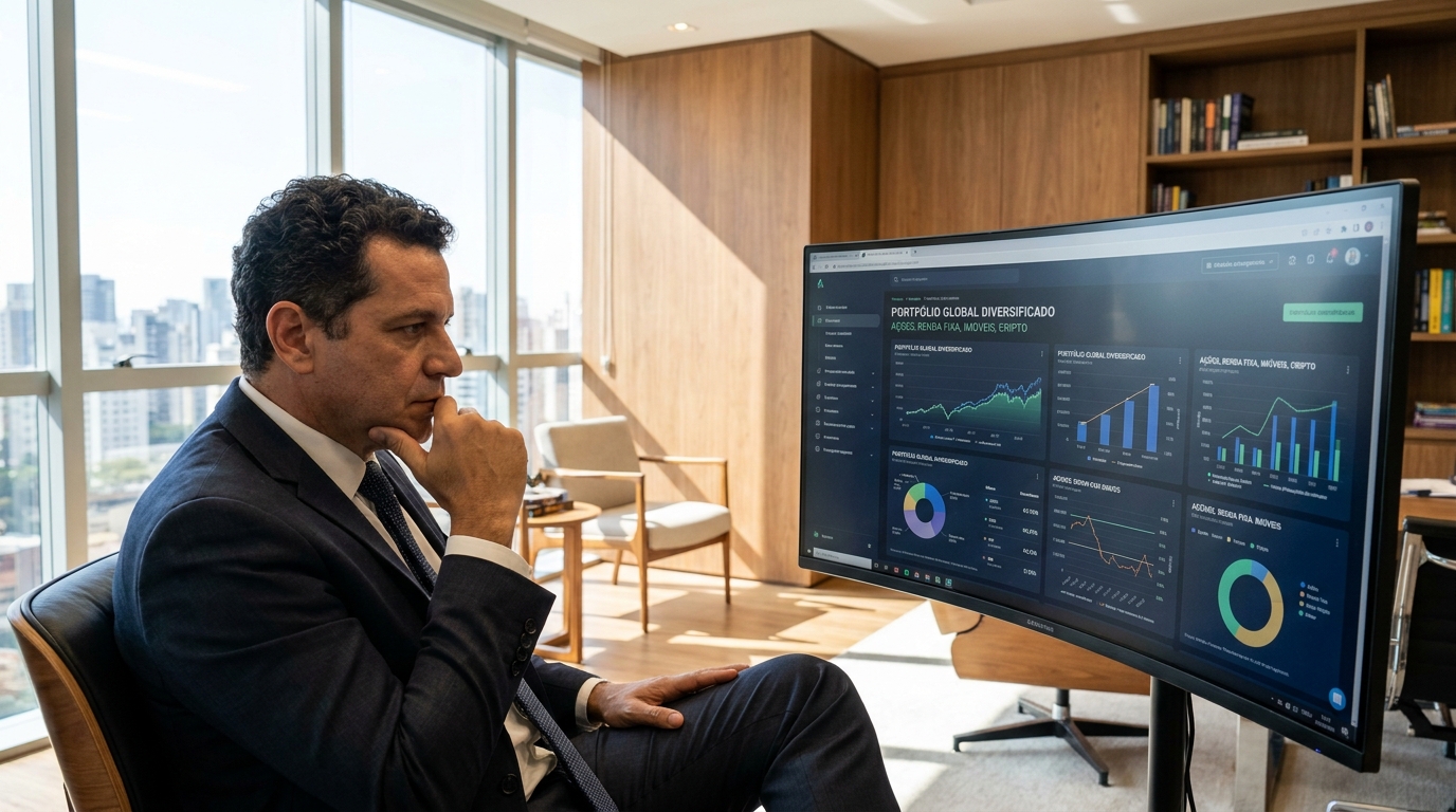 Investidor analisando um portfólio de investimentos