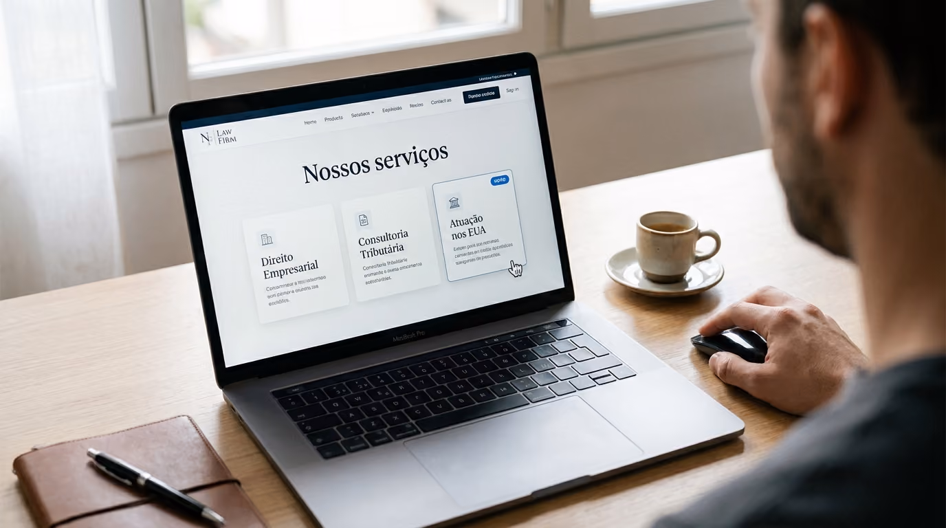 Uma pessoa vendo um serviço novo no site de uma empresa