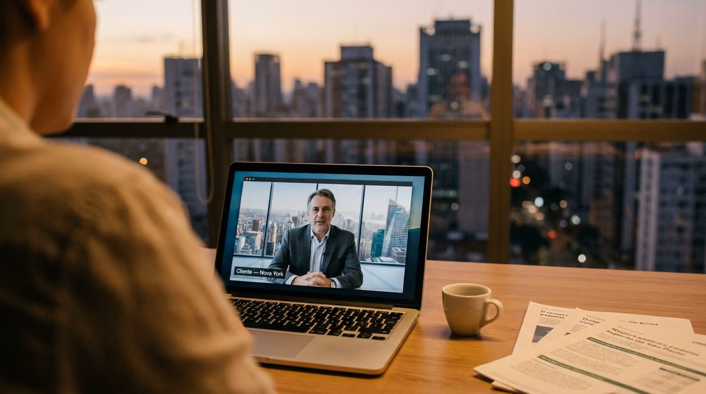 Uma reunião virtual com um especialista sênior