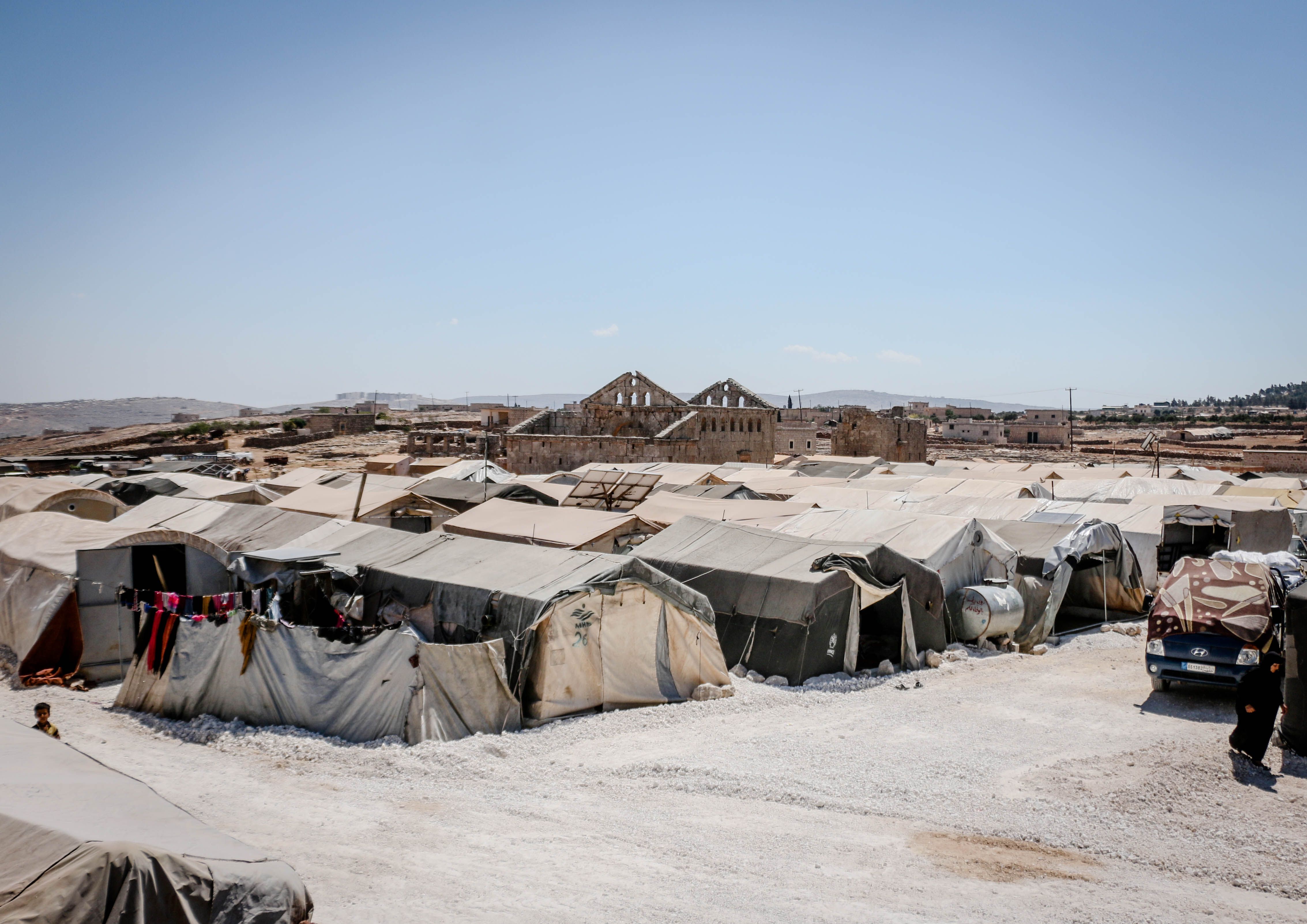 Tents in a refugee camp in Idlib, Syria