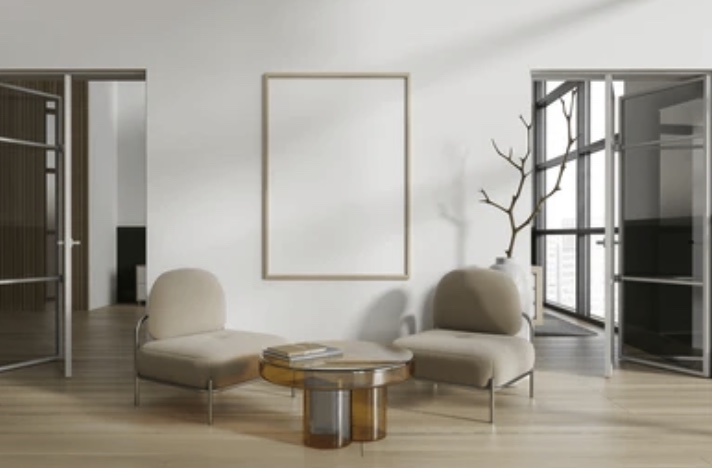 Light living room with chairs and coffee table
