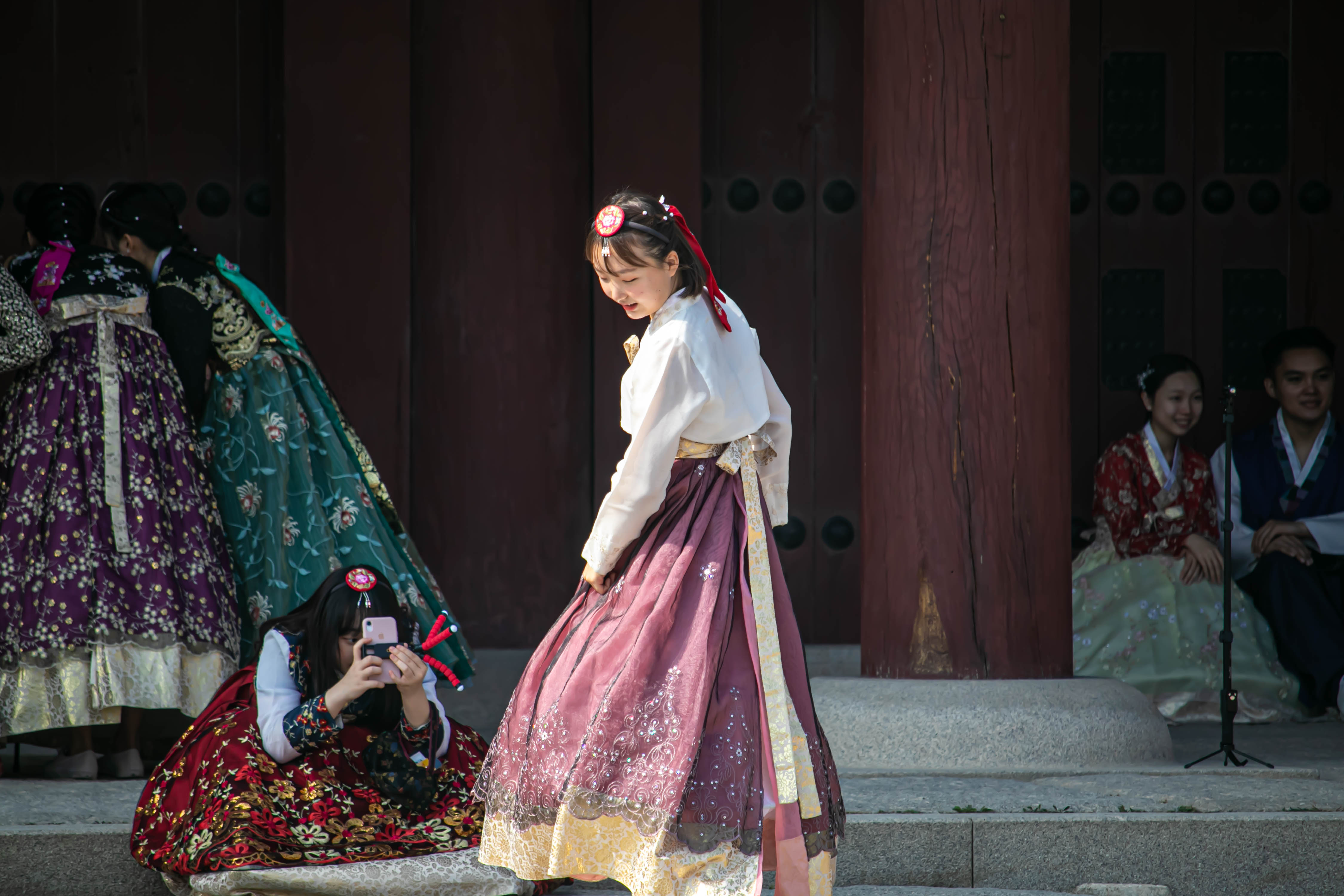 Woman in hanbok at Korean palace