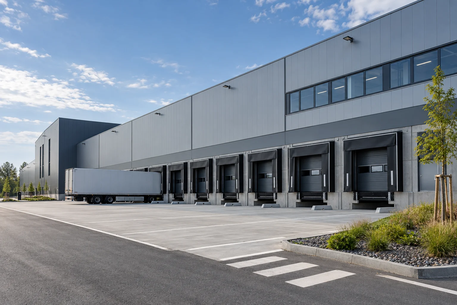 Moderner Logistikstandort mit Verladetoren