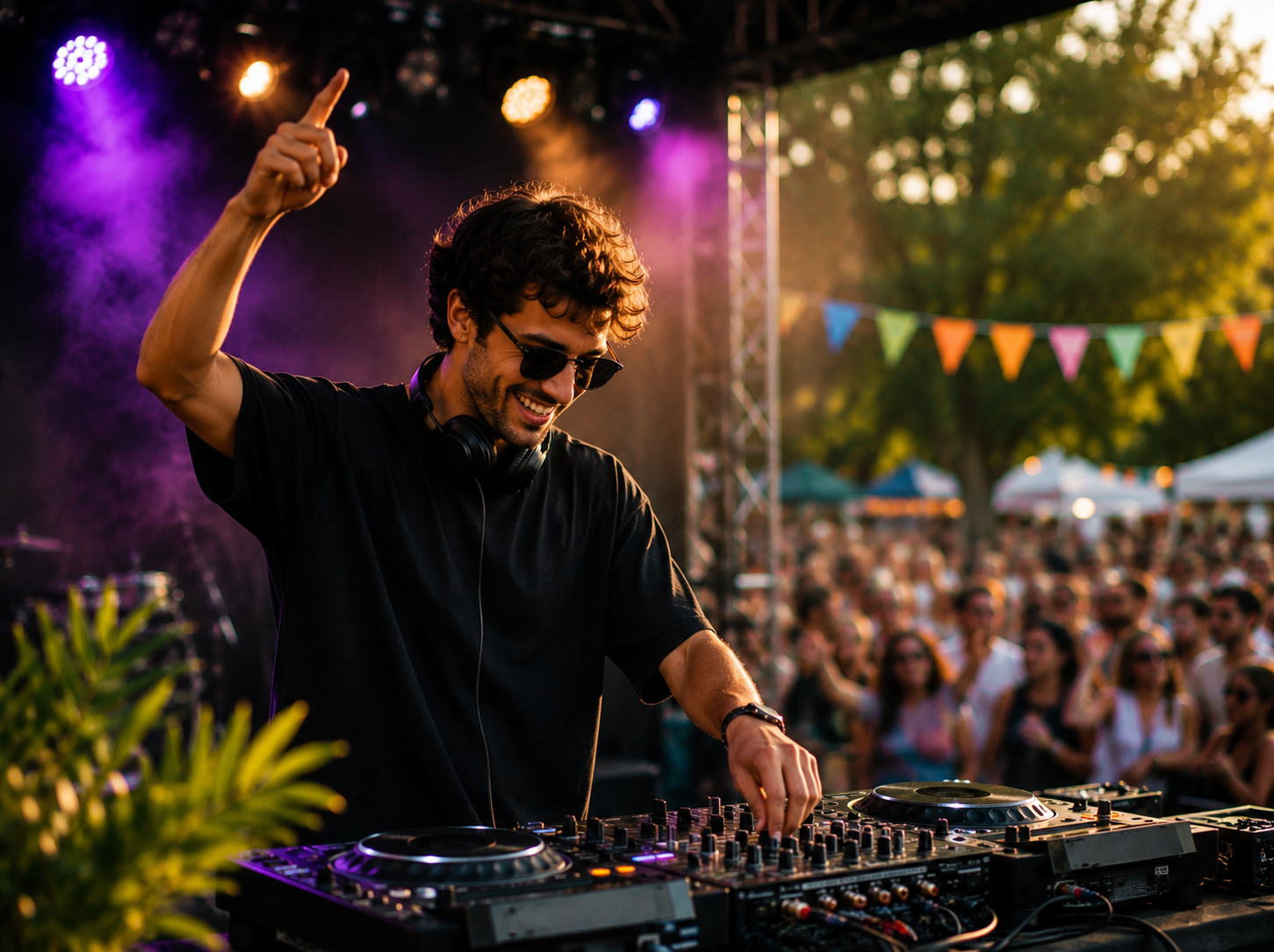 DJ Summer Beats achter de draaitafels tijdens het Ravensepark Festival