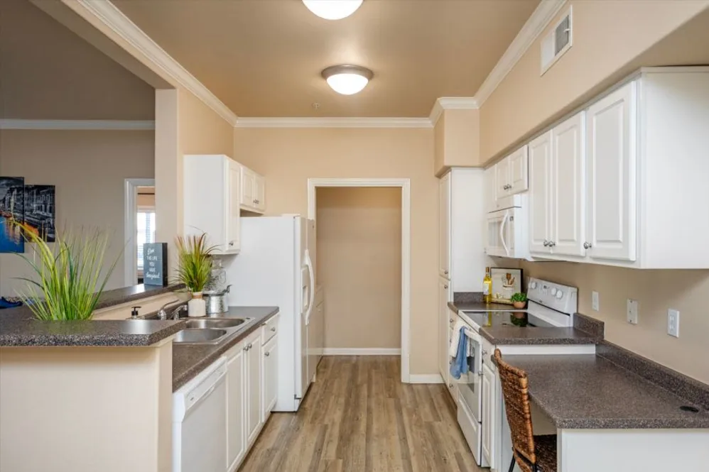 Kitchen with white cabinets