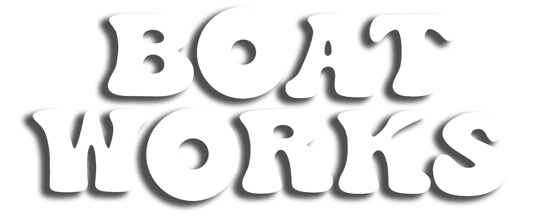 White bold stylized text reading 'BOAT WORKS' on a transparent background.