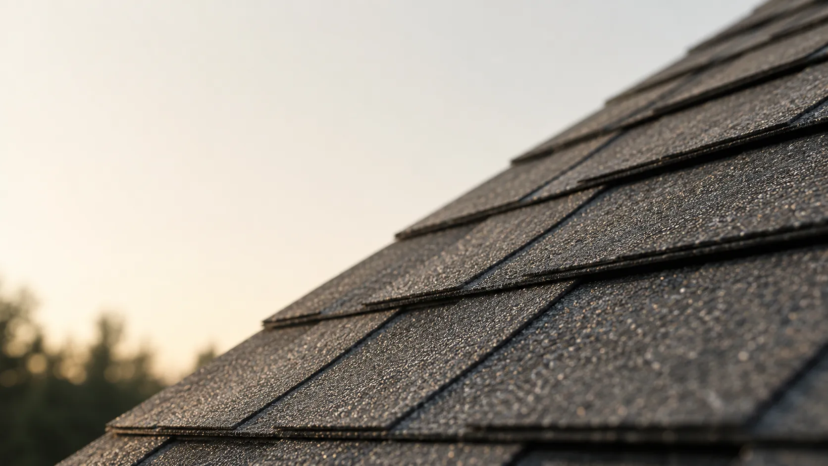 Architectural shingle roof on a Central Florida home at sunset