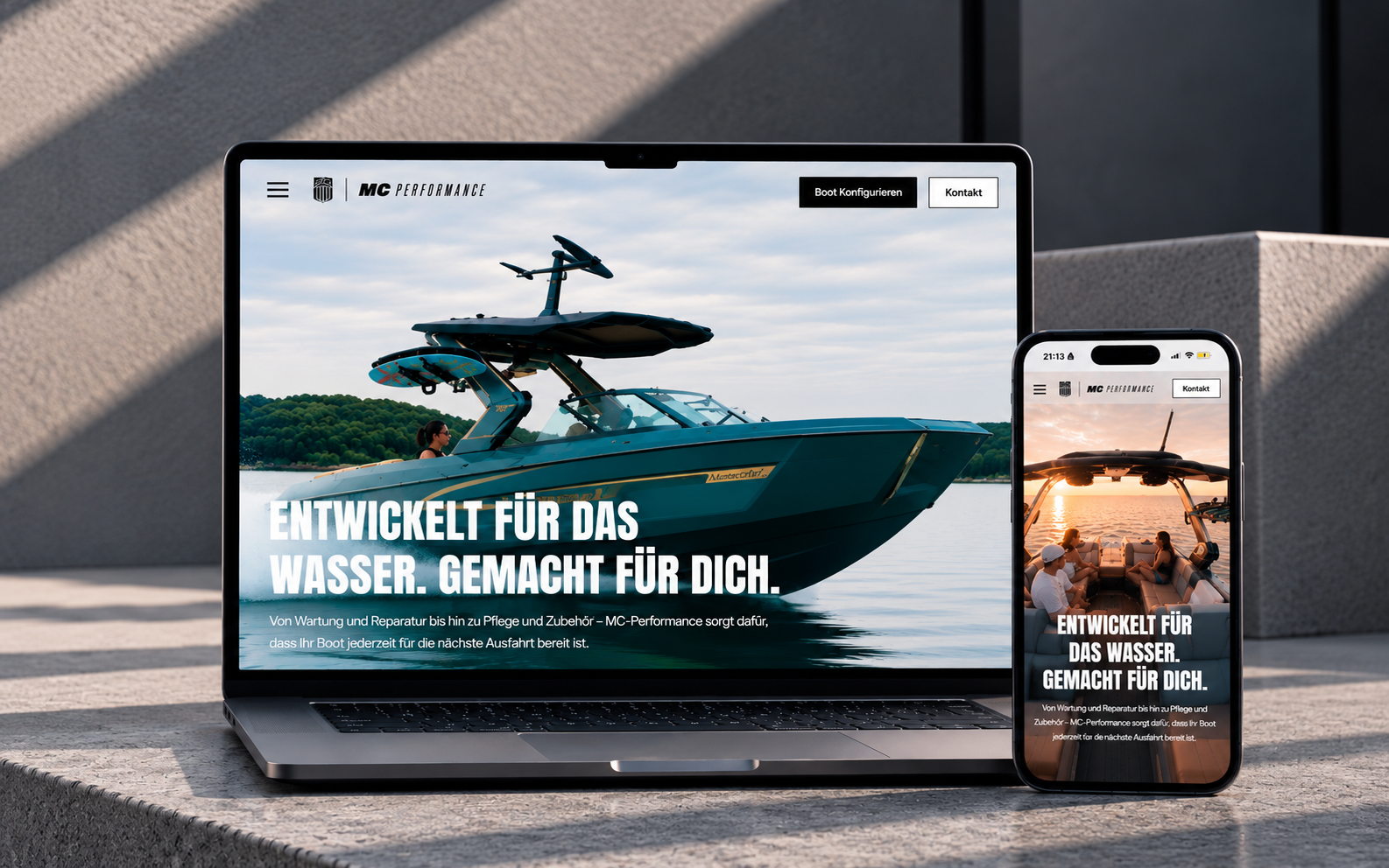 Website-Ansicht des vorgestellten Kundenprojekts