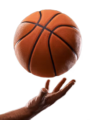Hand tossing or catching an orange basketball against a black background.