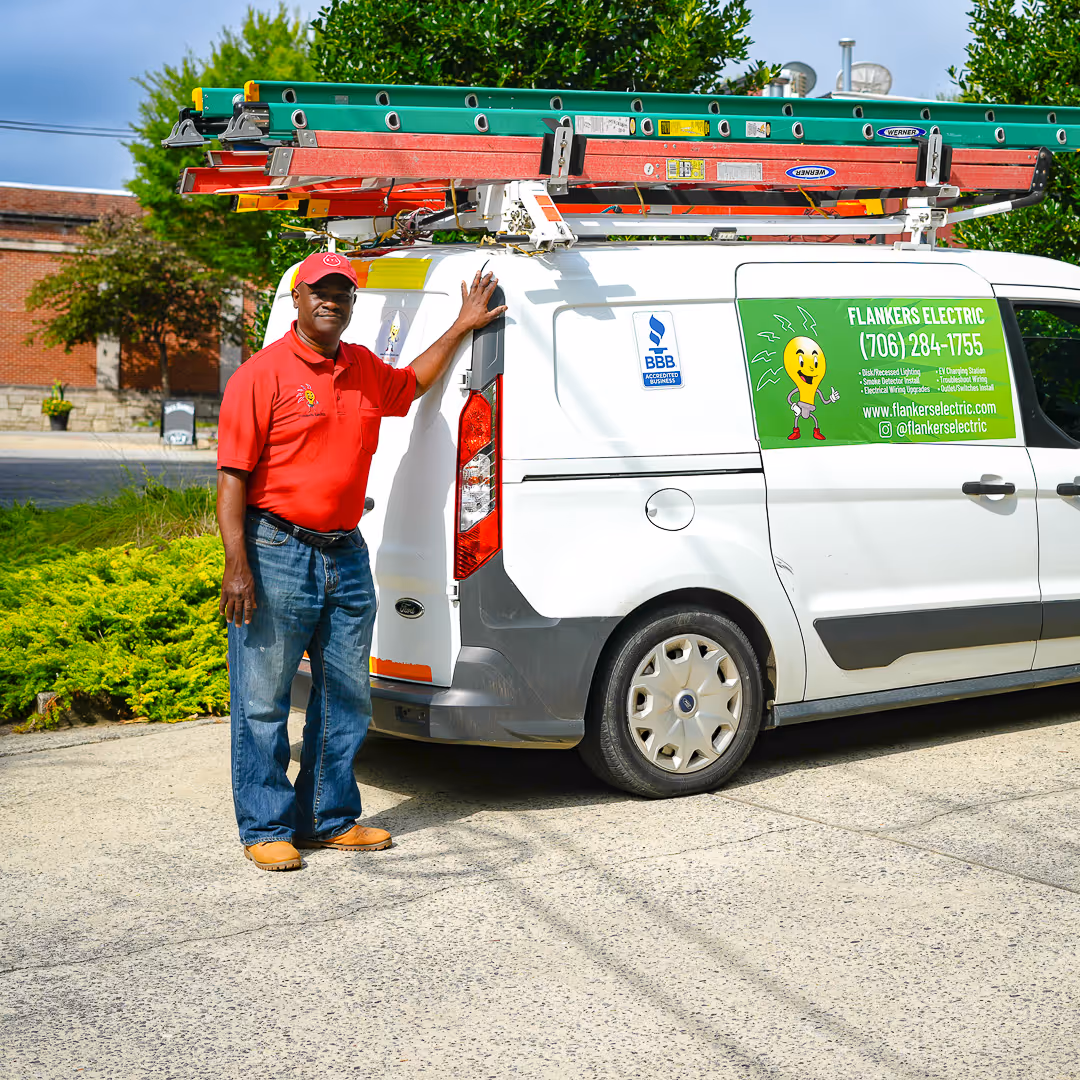 Flankers Electric service vehicle providing electrical repairs and installations throughout Atlanta, Norcross, Duluth, and Decatur