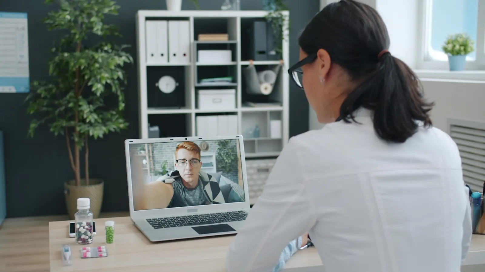 Laptop on a desk ready for a secure video visit