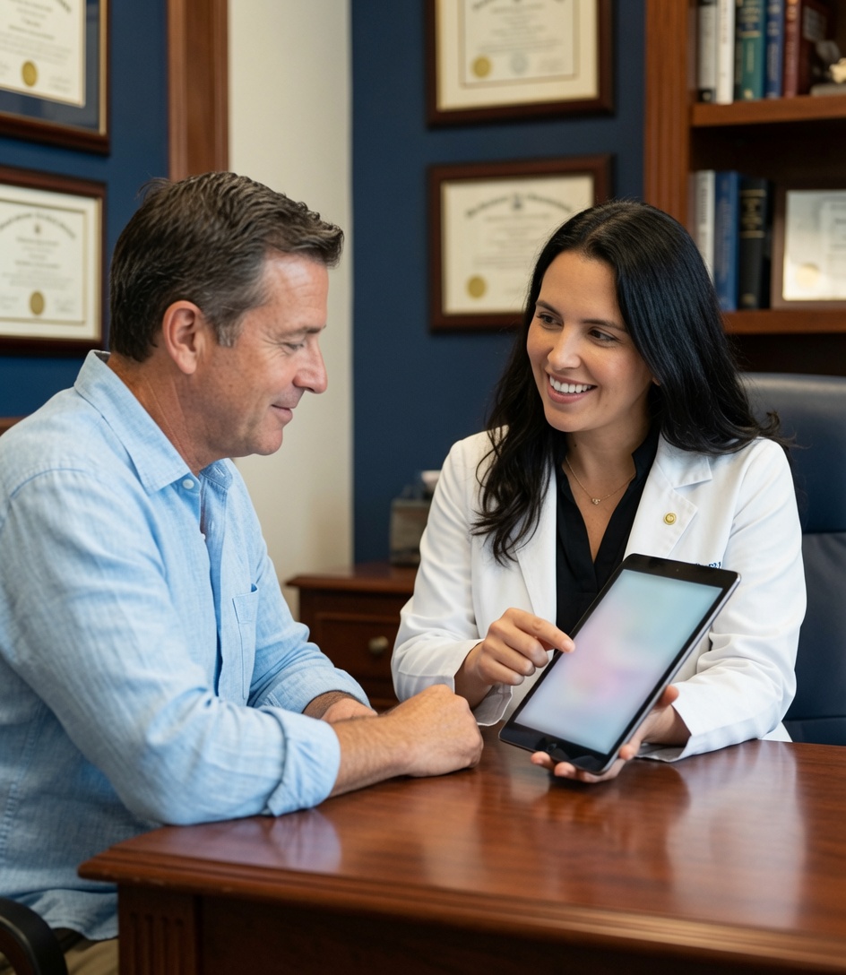 Personal Physician Care physician reviewing chronic condition management plan with patient in South Florida