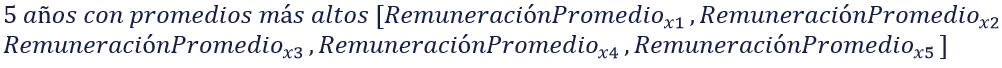 Selección de los cinco años con promedios de remuneración más altos