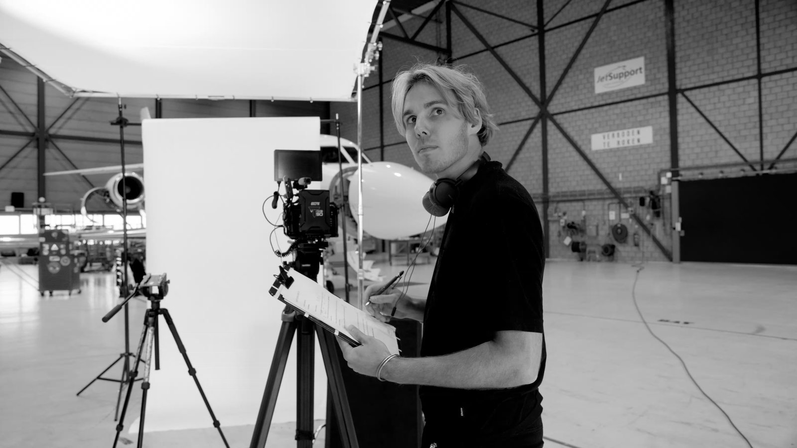 Director on set with the shot list