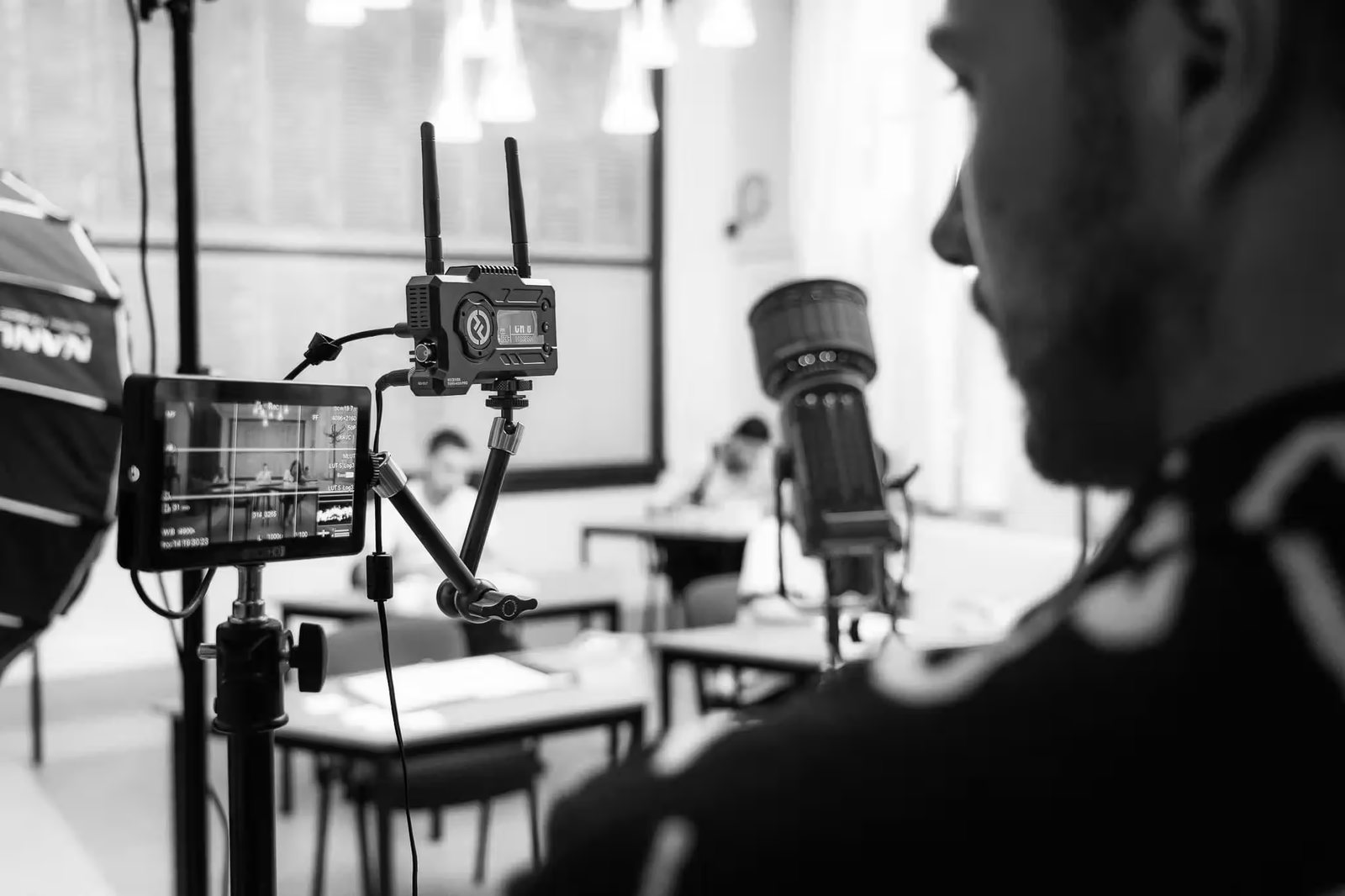 Monitor and camera on a shoot day
