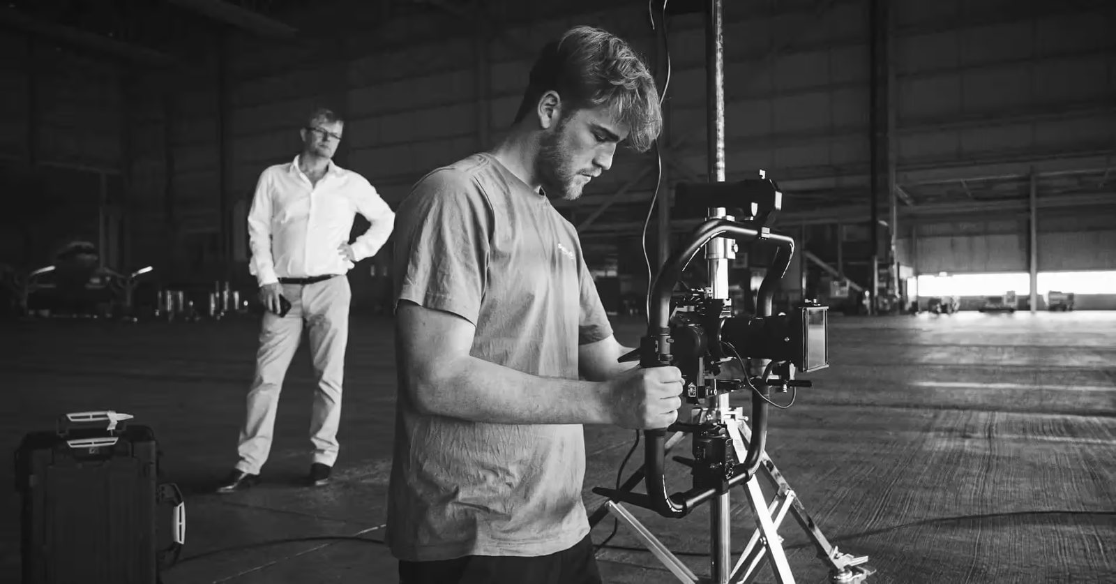 Setting up in an empty hangar