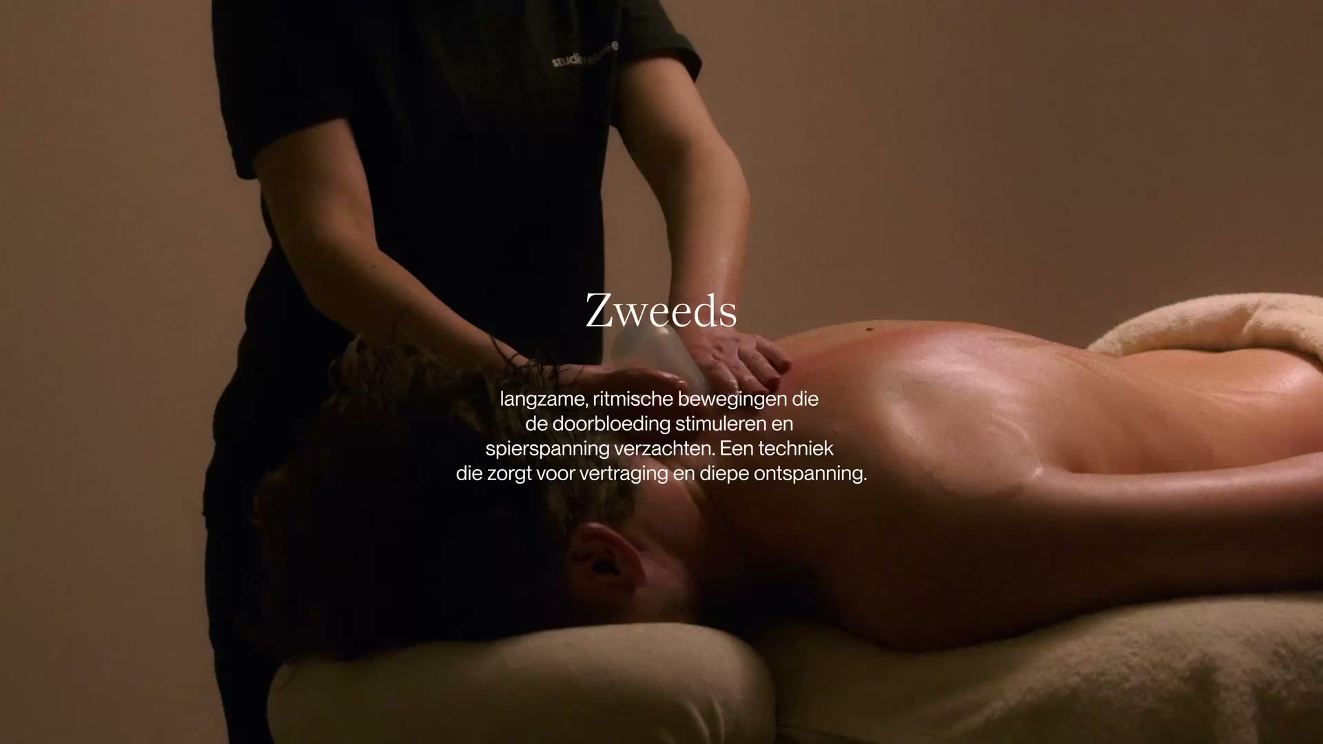 Swedish massage on a client's back at Studio Release