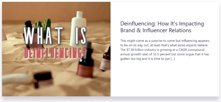 What is Deinfluencing article snippet