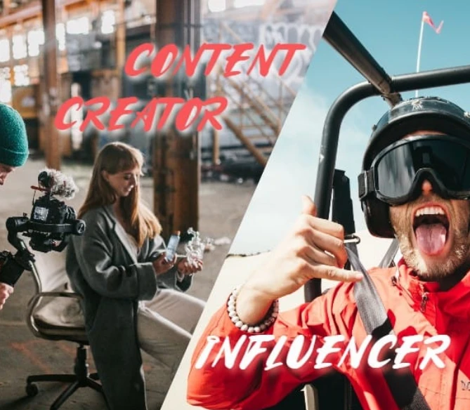 Content creator and influencer split screen comparison