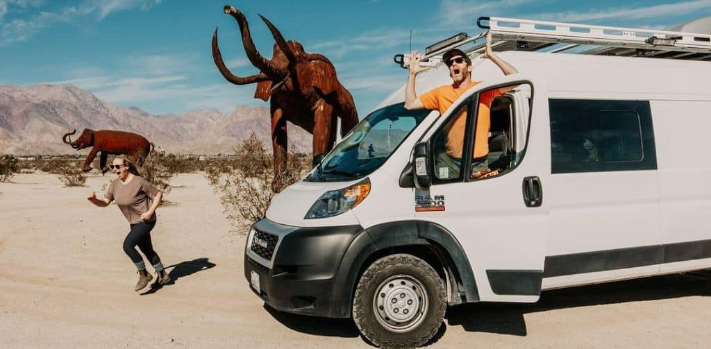 Crystal and Brian Gordon being attacked by elephants